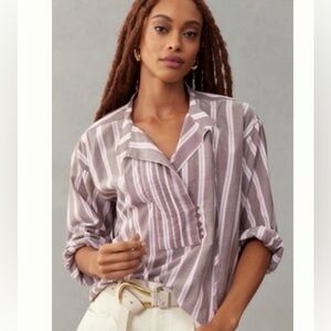 NWT Anthropologie Pilcro Striped Purple Popover Blouse